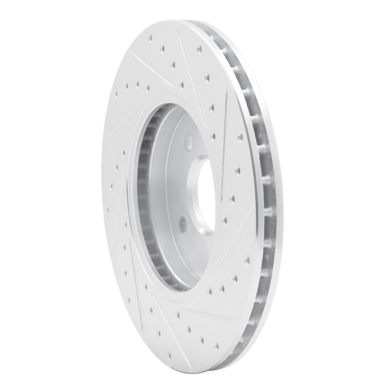 Ford Focus Brake Rotor (1) - Front Left - R1 Concepts - Drilled & Slotted - Silver - `02-`04